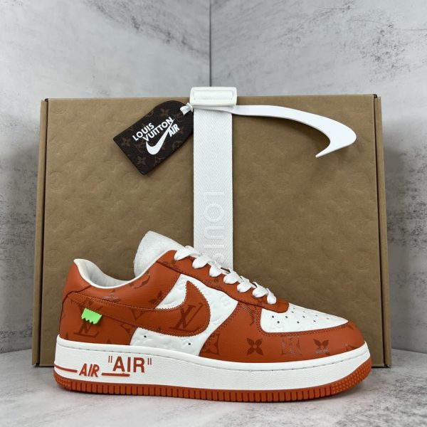 Air Force x Louis Vuitton Orange Replica shoe. 1:1 highest quality reps. Buy high quality Fakes. High Quality Fake Shoes Website. Air Force Rep Shoes.