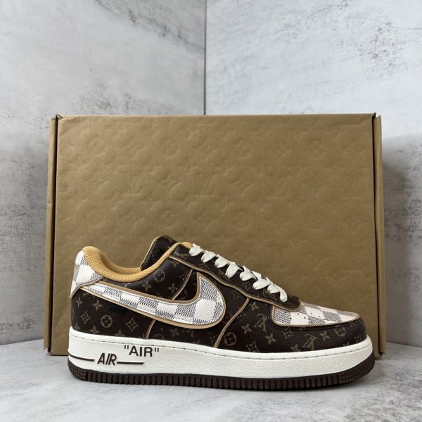 Air Force x Louis Vuitton Brown Replica shoe. 1:1 highest quality reps. Buy high quality Fakes. High Quality Fake Shoes Website. Air Force Rep Shoes.