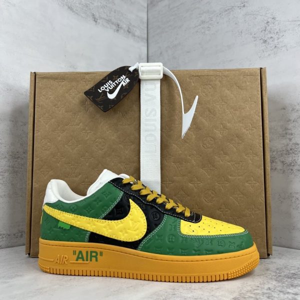 Air Force x Louis Vuitton Green Yellow Replica shoe. 1:1 highest quality reps. Buy high quality Fakes. High Quality Fake Shoes Website. Air Force Rep Shoes.