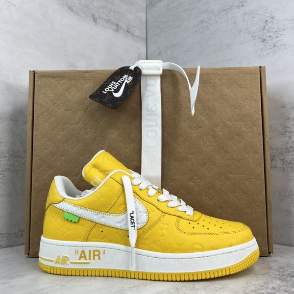 Air Force x Louis Vuitton White Yellow Replica shoe. 1:1 highest quality reps. Buy high quality Fakes. High Quality Fake Shoes Website. Air Force Rep Shoes.