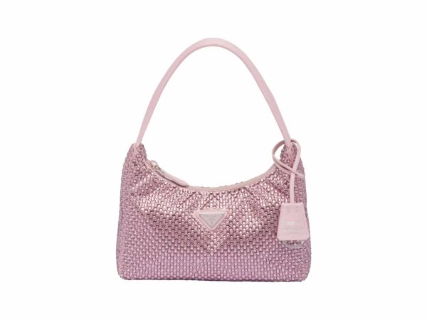 Prada Mini Re-Edition 2000 Kristall Rep Bag Pink