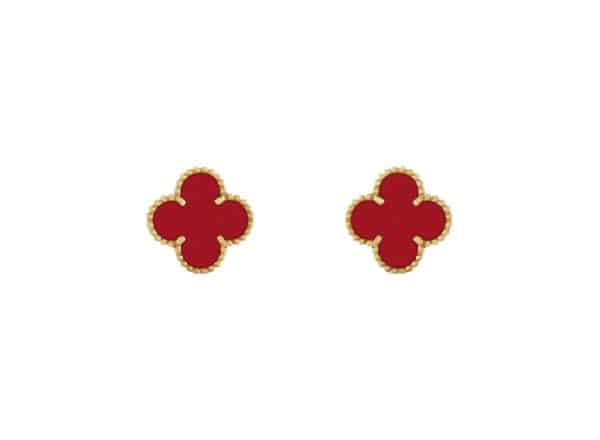 Van Cleef Carnelian Gold Rep Earrings