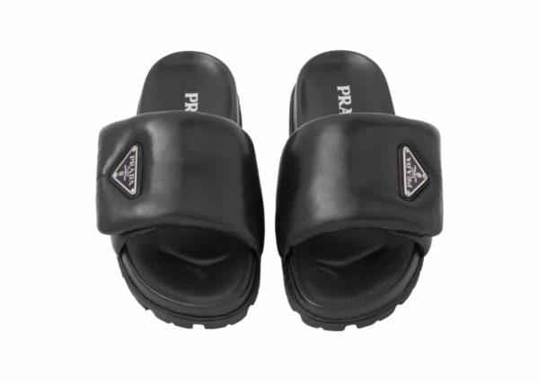 Prada Leather Rep Slippers Black