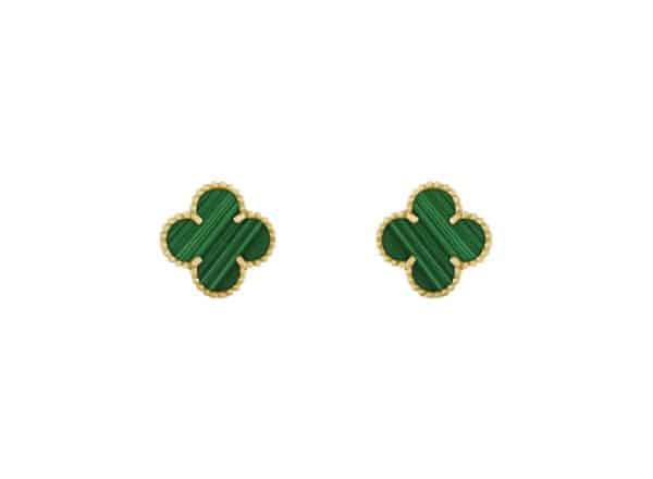 Van Cleef Malachite Gold Rep Earrings