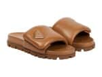 Prada Leather Rep Slippers Brown