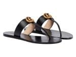 Gucci Leather Rep Flip Flops Black