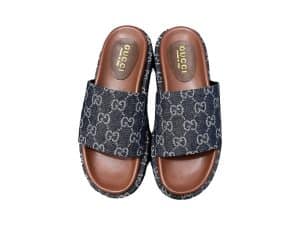 Gucci Plateau Rep Slippers Denim