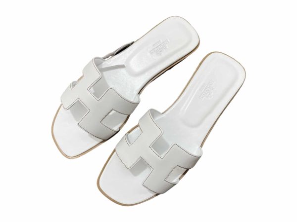 Hermes Rep Slippers All White