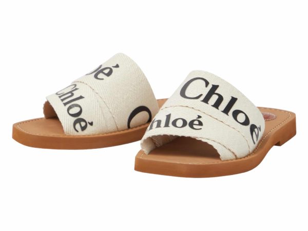 Chloe Woody Rep Slippers White