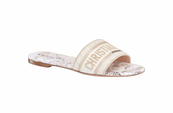 Replica Dior Slides White/Gold