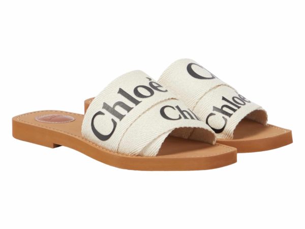 Chloe Woody Rep Slippers White