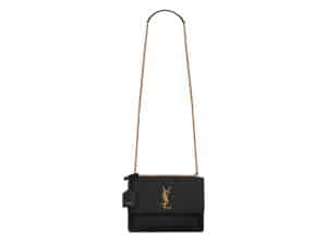 YSL Sunset Medium Rep Bag Black Gold