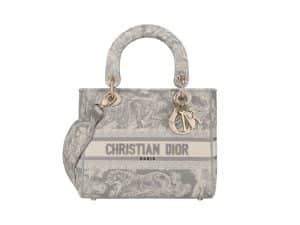 Lady Dior Middle Rep Bag Tiger Embroidery Grey