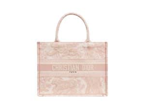 Dior Book Tote Rep Bag Medium Tiger Embroidery Rose